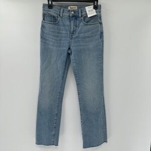 Madewell Mid-Rise Kick Out Jeans in Vista Wash Raw Hem Size 25 Magic Pockets